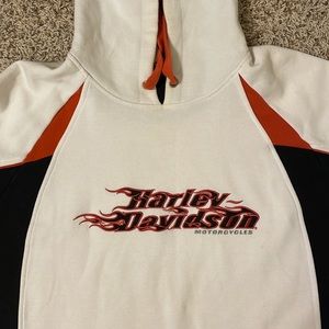 Harley Davidson hoodie pullover. White with black & orange,HD embroidered 2XL